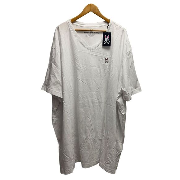 Psycho Bunny NEW Mens Size 5XL V-Neck Short Sleeve White S/S 100% Cotton T-Shirt - Picture 2 of 6